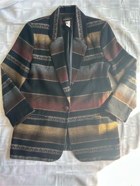 Requirements Vintage Women's Multi-colour Striped Single-Button Blazer Jacket